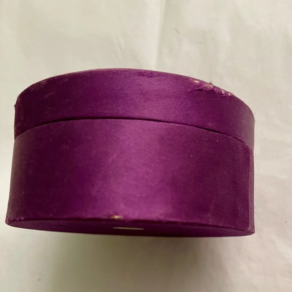 Vintage Purple Silk 4” Round Jewelry Storage Box
